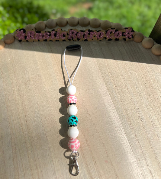 Pink/Turquoise Cowprint Freshie hanger